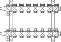 Коллекторная группа с вентилями Oventrop "Multidis SF" 1"х3/4" под евроконус на 7 выходов для отопления