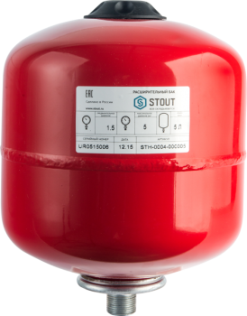 Мембранный бак Stout для систем отопления 5 литров цвет красный