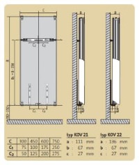 Вертикальный радиатор KOS V тип 21 1800x300