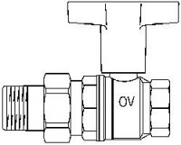 Кран шаровой Oventrop "Optibal" 1/2" со сгоном с переходом наружной резьбы на внутреннюю рукоятка высокий маховик