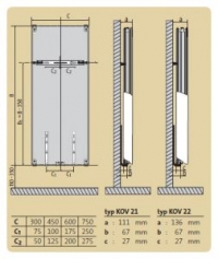 Вертикальный радиатор KOS V тип 21 1950x450
