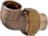 Разъемное соединение под пайку угловое с внутренней резьбой 18х3/4" для медных труб