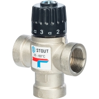 Термостатический смесительный клапан Stout для систем отопления и ГВС 3/4"  ВР   3560°С KV 1,6 м3/ч
