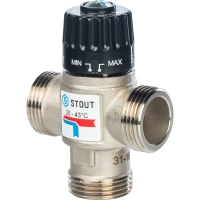 Термостатический смесительный клапан Stout для систем отопления и ГВС. 1” НР    20-43°С KV 1,6 м3/ч