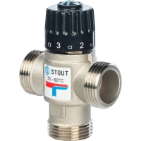 купить Термостатический смесительный клапан Stout для систем отопления и ГВС 1" НР   3560°С KV 1,6 м3/ч