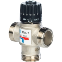 Термостатический смесительный клапан Stout для систем отопления и ГВС. 1” НР    20-43°С KV 2,5 м3/ч