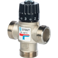Термостатический смесительный клапан Stout для ситем отопления и ГВС 1" НР    3560°С KV 2,5 м3/ч