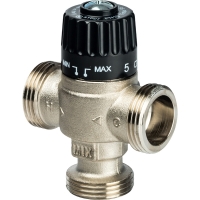 Термостатический смесительный клапан Stout для систем отопления и ГВС 1"  НР   30-65°С KV 1,8, центральное смешивание