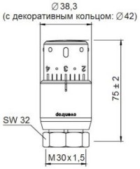 Термостат Oventrop "Uni SH" М30х1,5 (7-28° С) белый/хром