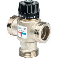 Термостатический смесительный клапан Stout для систем отопления и ГВС 1 1/4"  НР   30-65°С KV 3,5, центральное смешивание