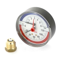 купить Термоманометр аксиальный Uni-Fitt в комплекте с автоматическим запорным клапаном диаметр корпуса 80 мм 1/2" 10 бар 120°С