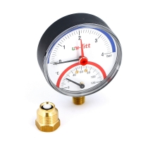 купить Термоманометр радиальный Uni-Fitt в комплекте с автоматическим запорным клапаном диаметр корпуса 80 мм 1/2" 4 бар 120°С