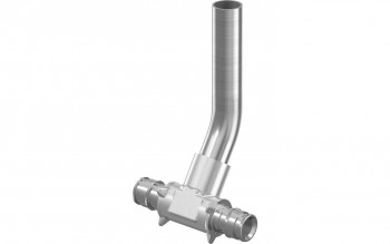 Тройник Uponor 16 мм с медной хромированной трубкой 15 мм монтажная длина 300 мм  для труб из сшитого полиэтилена