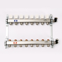 Коллекторная группа с вентилями Uni-Fitt 1"х3/4" под евроконус на 8 выходов для отопления