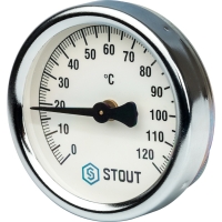 купить Термометр биметаллический накладной Stout диаметр корпуса 63 мм 1/2" 120°С