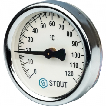 Термометр биметаллический накладной Stout диаметр корпуса 63 мм 1/2" 120°С