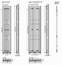 Вертикальный радиатор TINOS тип 11 1800x625