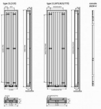 Вертикальный радиатор TINOS тип 21 1800x325