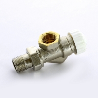 Вентиль термостатический Uni-Fitt угловой-осевой HВ 1/2", никелированный с разъёмным соединением